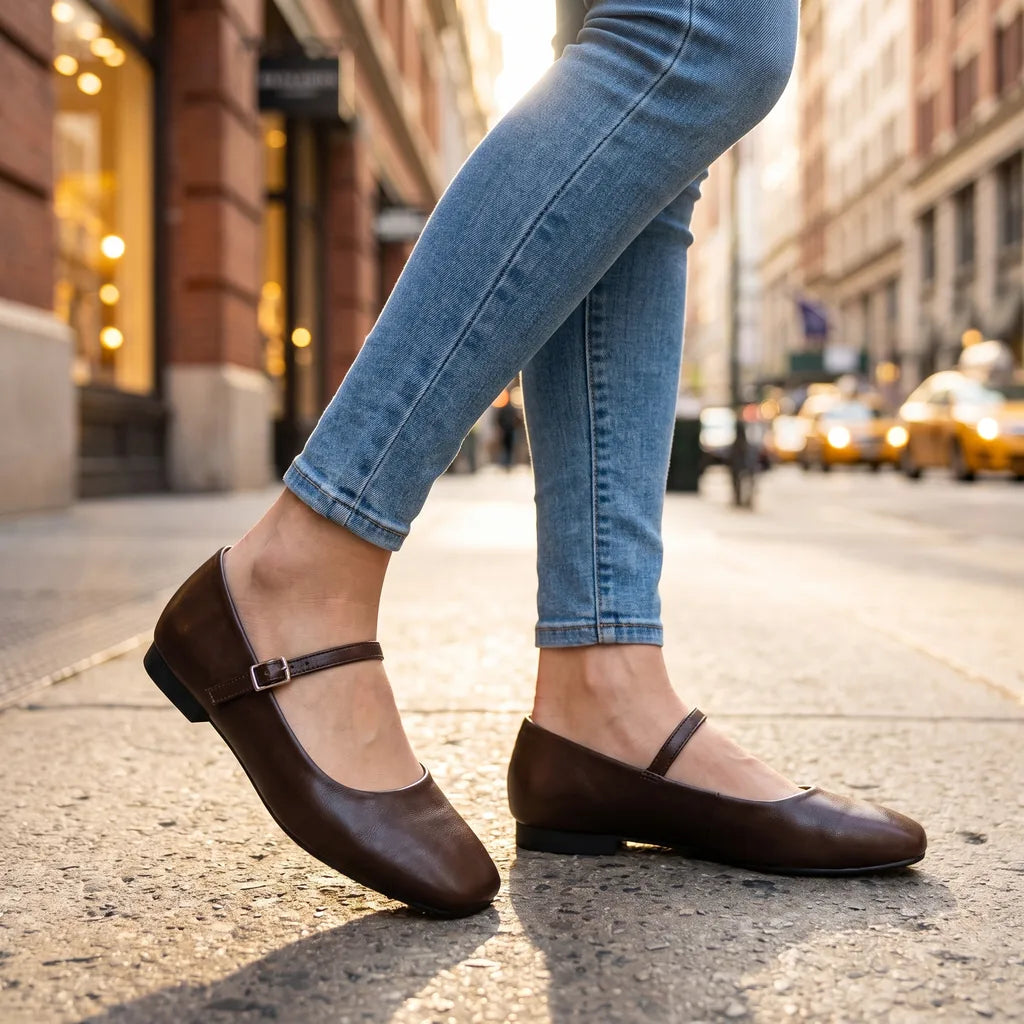 Cosette | Womens Mary Jane Ballet Flat Shoes - Color:Brown;Size:35