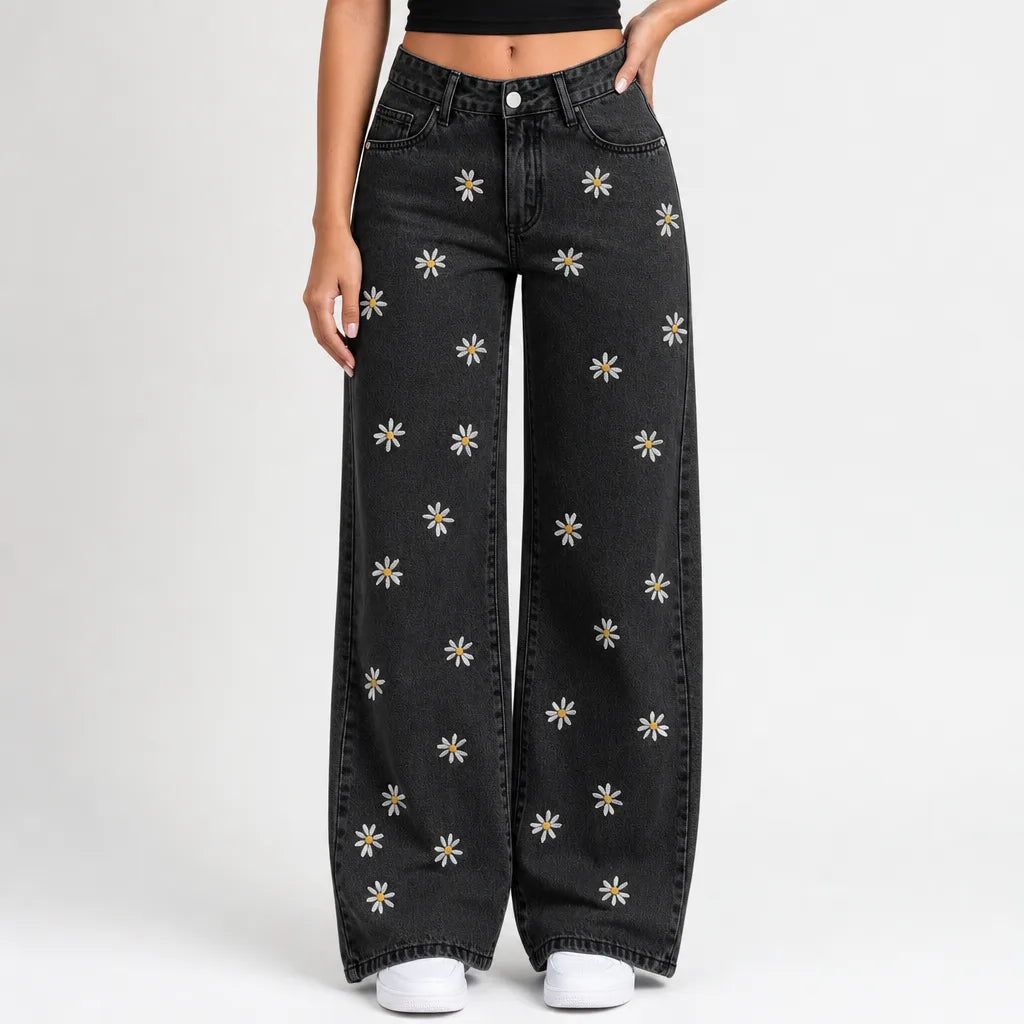 Cosima | Mom Jeans Baggy Wide Leg Jeans  - Color:Black;Size:XS