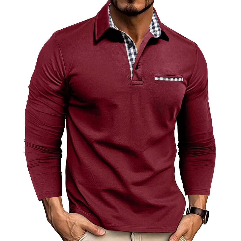 Cunnings Long Sleeve Polo - Color:Bordeaux Red;Size:XS