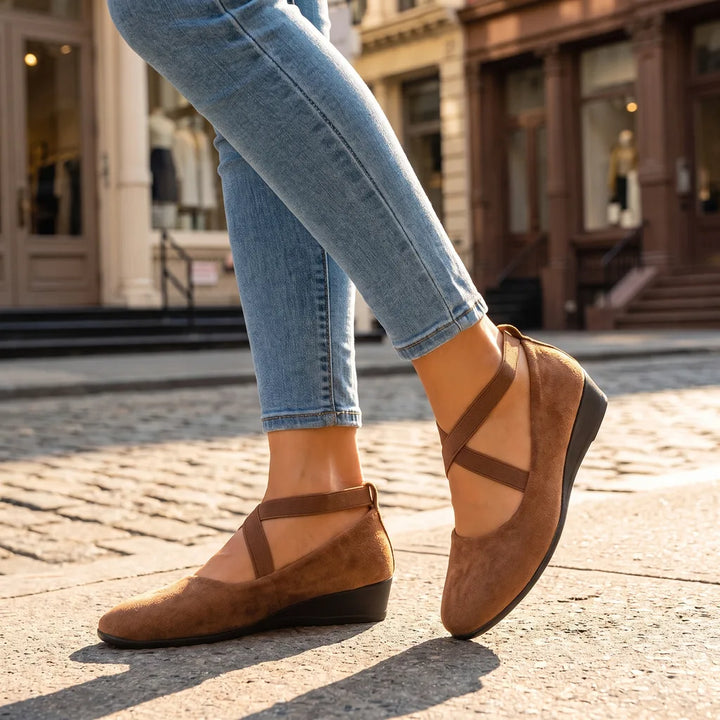 Dahlia Strappy Wedge Shoes - Color:Brown;Size:35