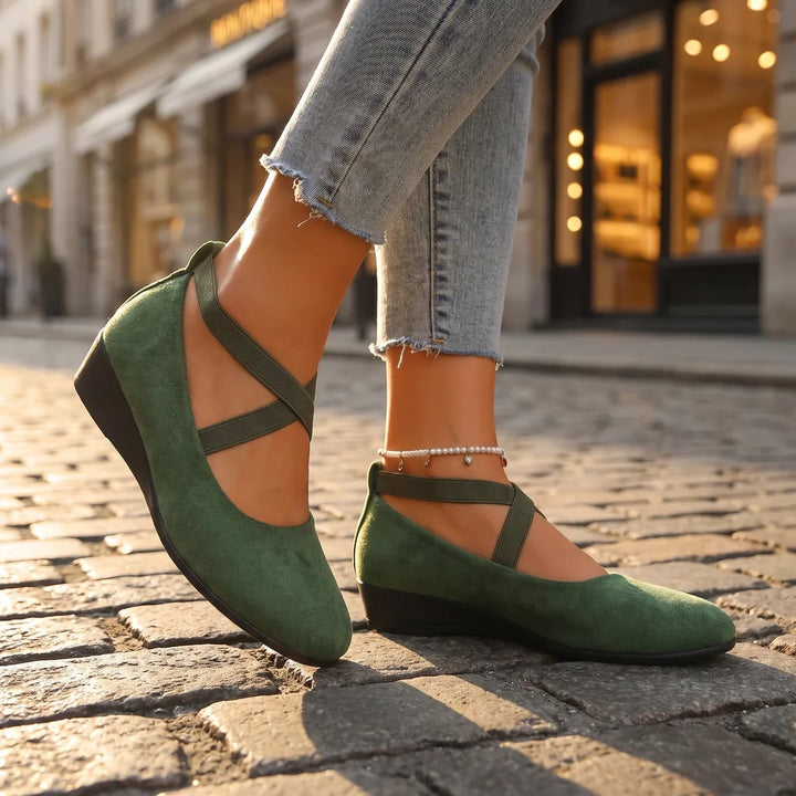 Dahlia Strappy Wedge Shoes - Color:Green;Size:35