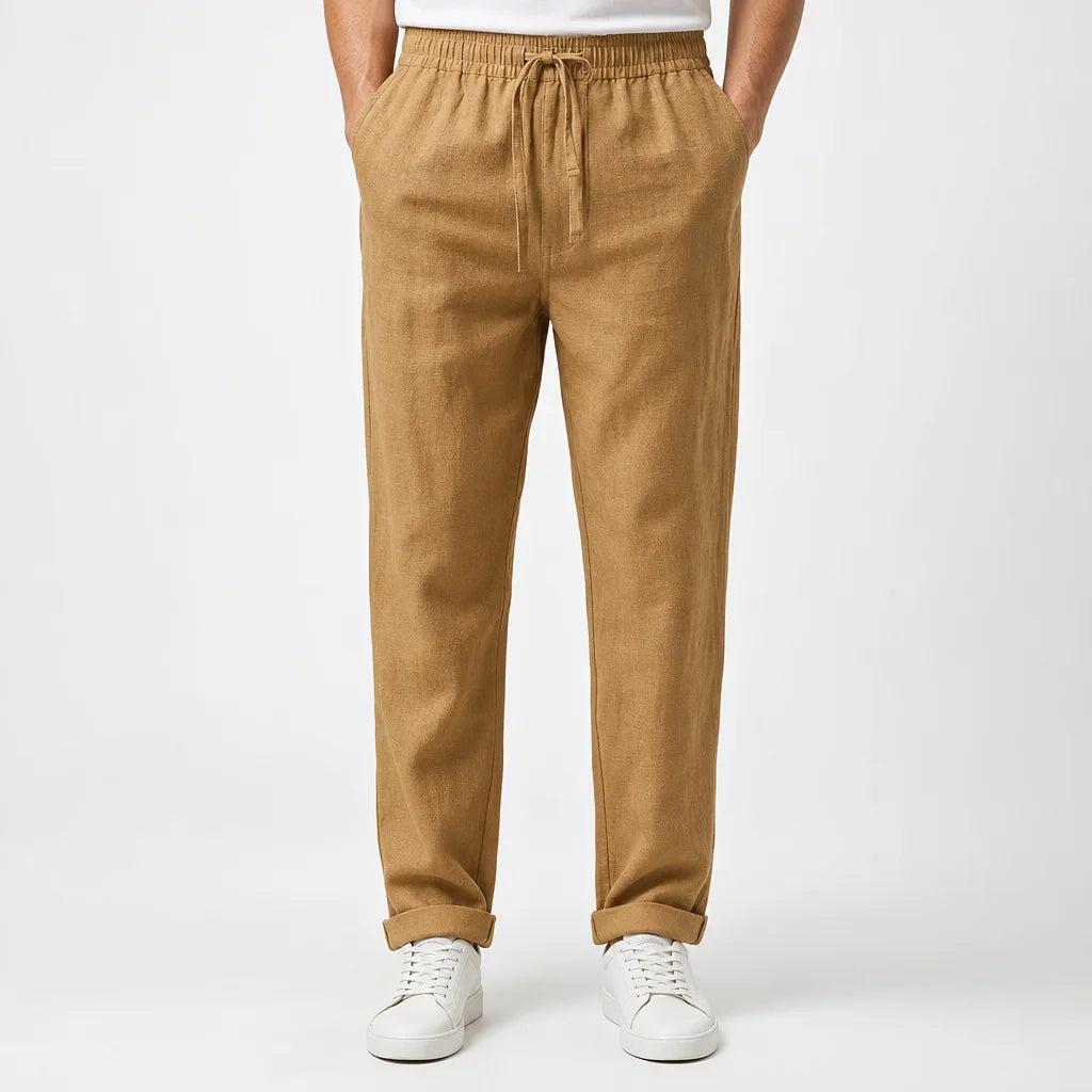 Daichi | Mens Loose Fit Baggy Pants - Color:Beige;Size:S