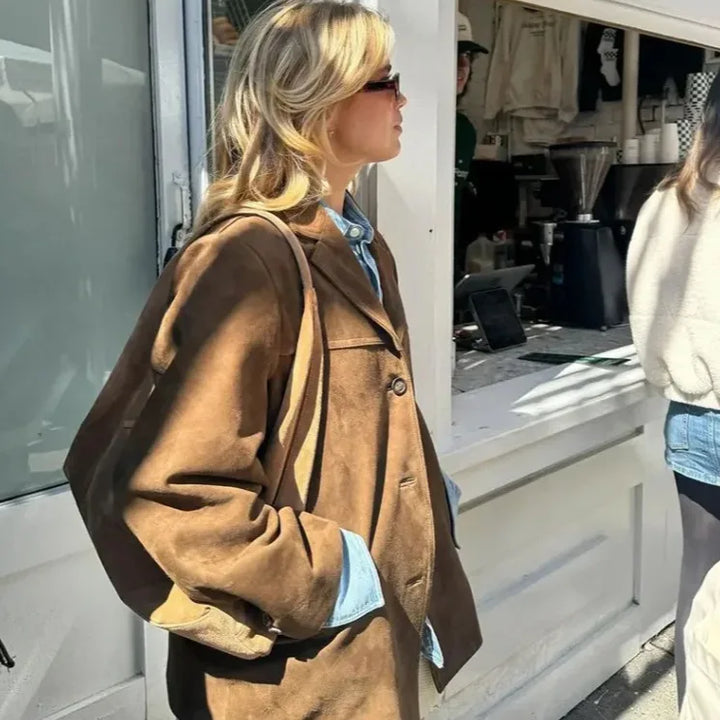 Women's Dakota | Women's Oversized Brown Suede Blazer