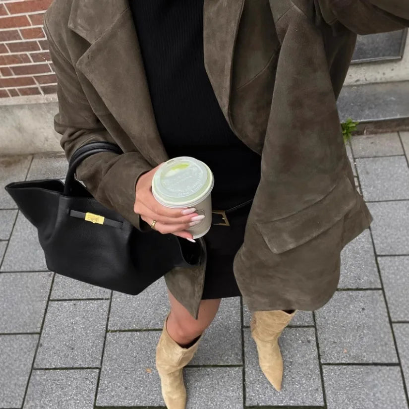 Women's Dakota | Women's Oversized Brown Suede Blazer