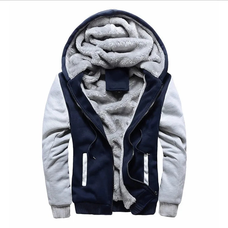 Damian | Men's Hooded Fleece Jacket  - Size:XS;Color:Navy Blue