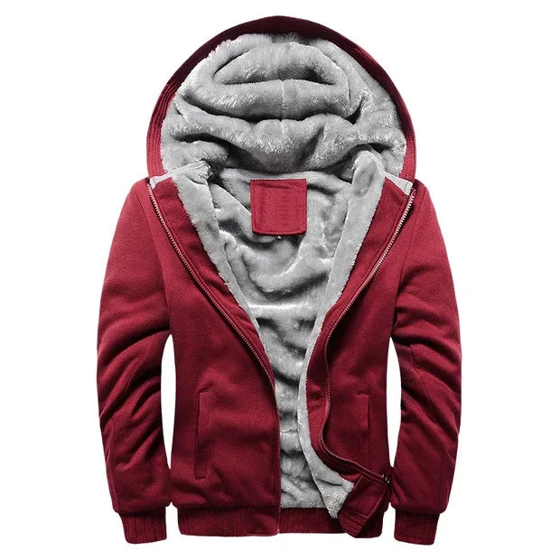 Damian | Men's Hooded Fleece Jacket  - Size:XS;Color:Red