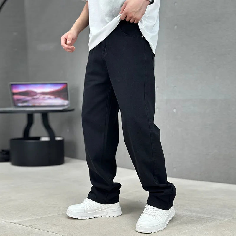 Dan | Men's Stylish Straight Leg Jeans   - Color:Black;Size:XS