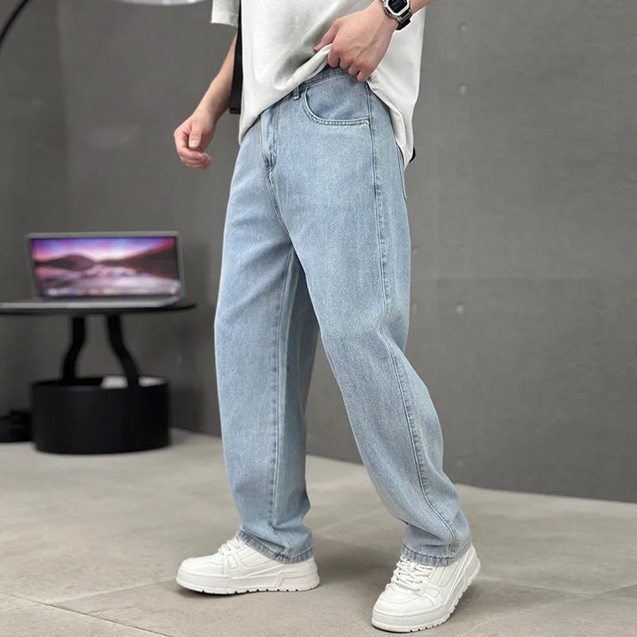 Dan | Men's Stylish Straight Leg Jeans   - Color:Light Blue;Size:XS