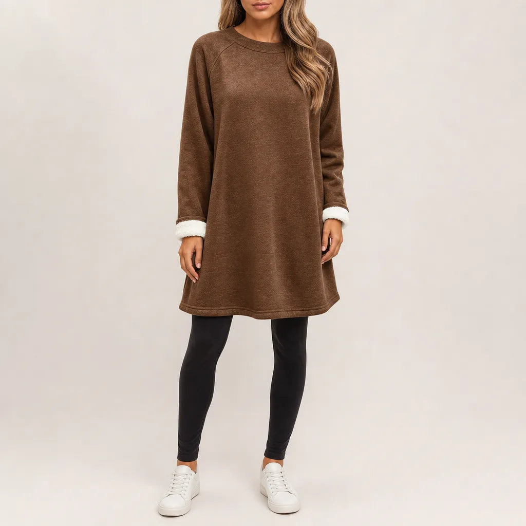 Darby Sweater Dress - Color:Brown;Size:S