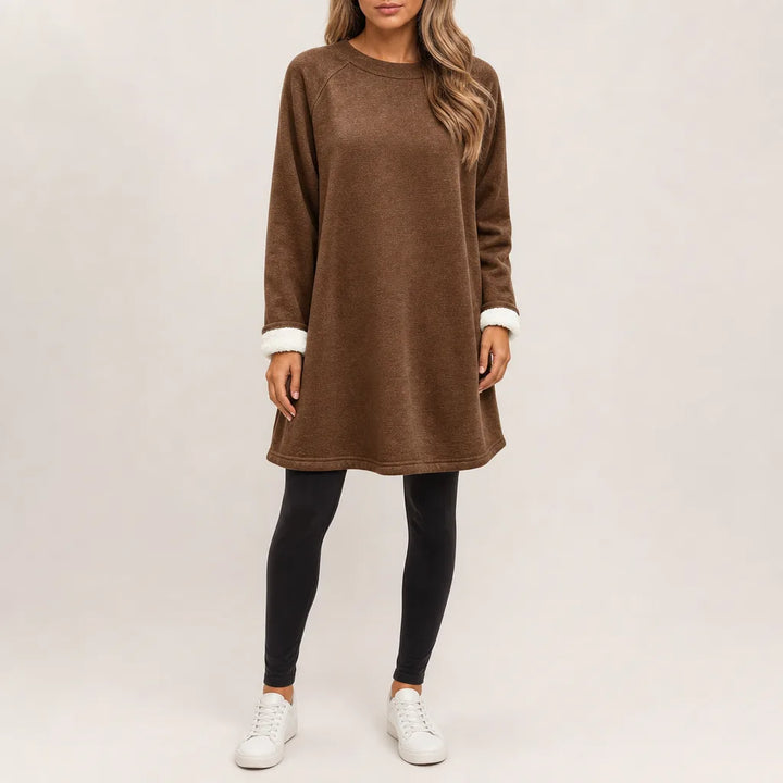 Darby Sweater Dress - Color:Brown;Size:S