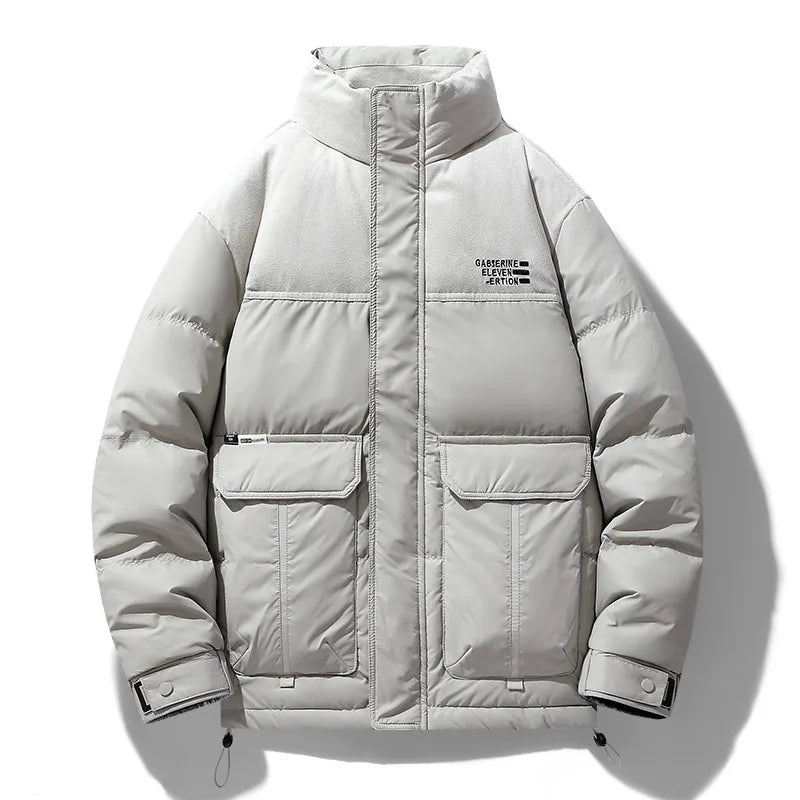 Dashiell | Men's Stand Collar Puffer Jacket - Color:White;Size:S