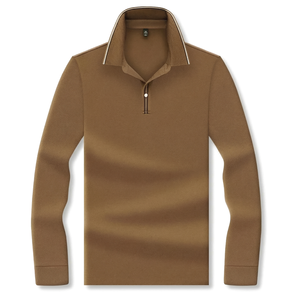 Davide Roma Long-Sleeve Polo - Color:Dark Apricot;Size:M (50-62kg)