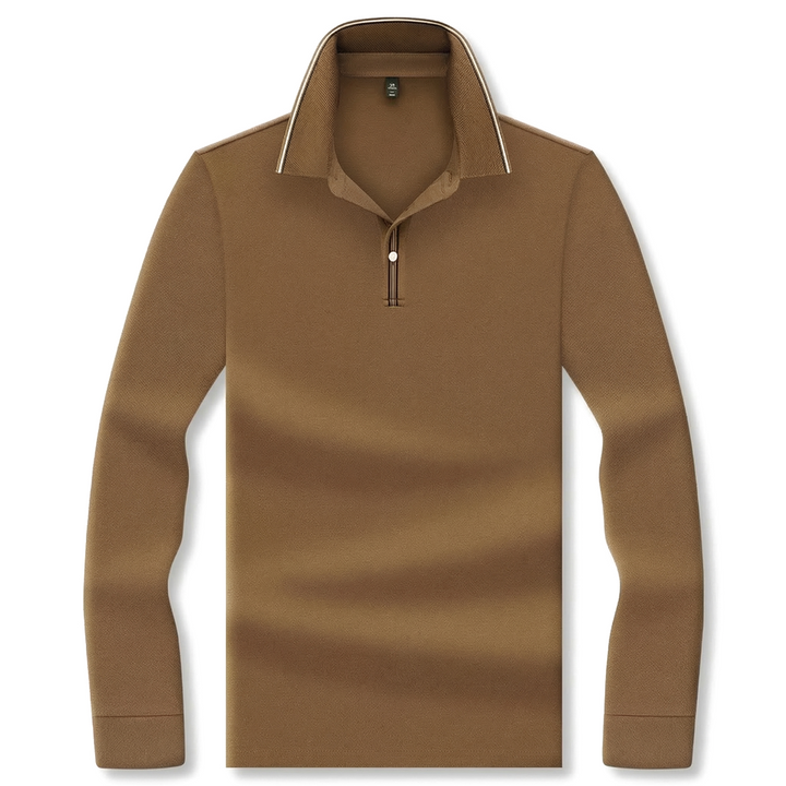Davide Roma Long-Sleeve Polo - Color:Dark Apricot;Size:M (50-62kg)