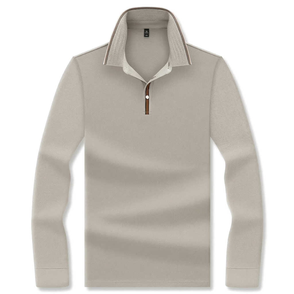Davide Roma Long-Sleeve Polo - Color:Light Apricot;Size:M (50-62kg)