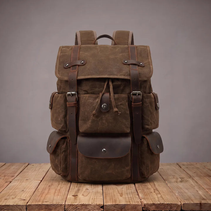 Deacon | Mens Travel Laptop Waterproof Backpack - Color:Brown