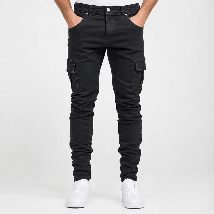 Declan | Baggy Skinny Leg Stretch Jeans - Color:Black;Size:XS