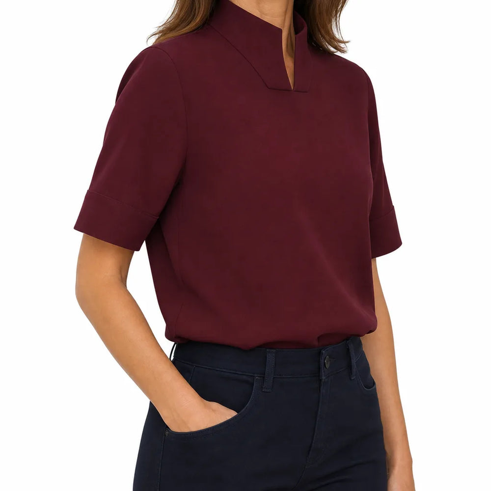 Women's Red Thomas Stand Collar Shirt
