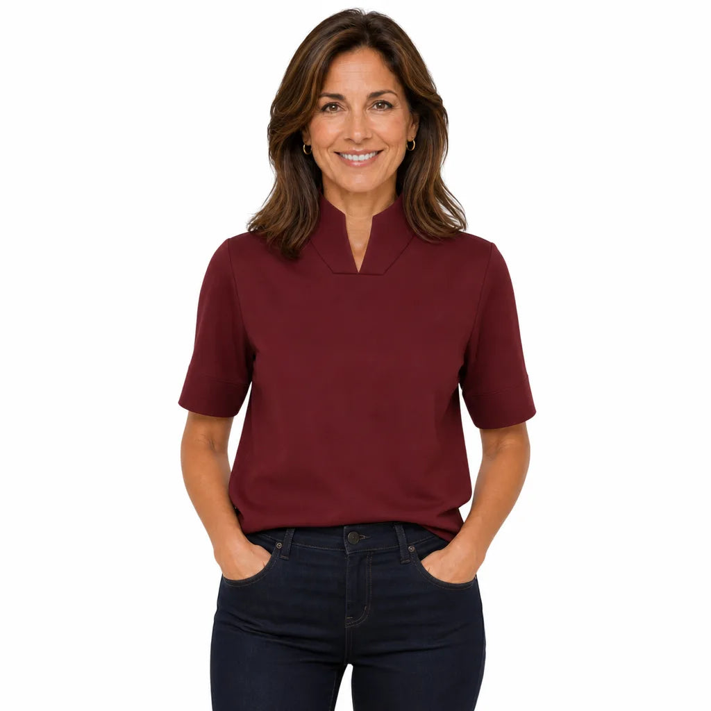 Women's Red Thomas Stand Collar Shirt