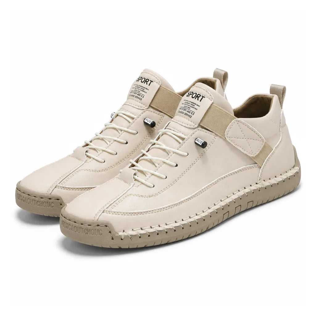 Delphine Hand-Stitched Sneakers - Color:Beige;Size:35