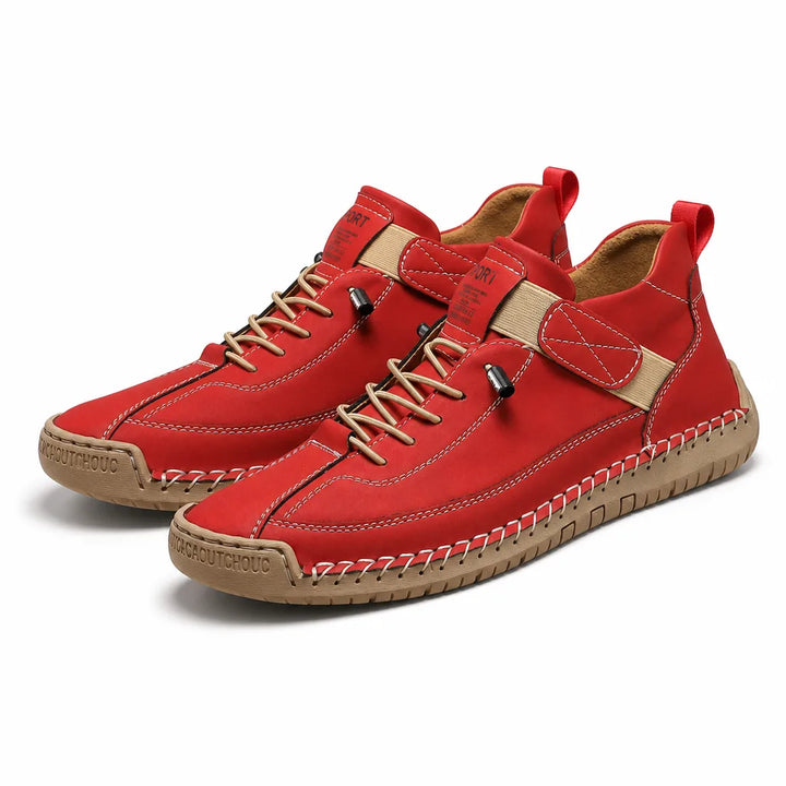 Delphine Hand-Stitched Sneakers - Color:Red;Size:35