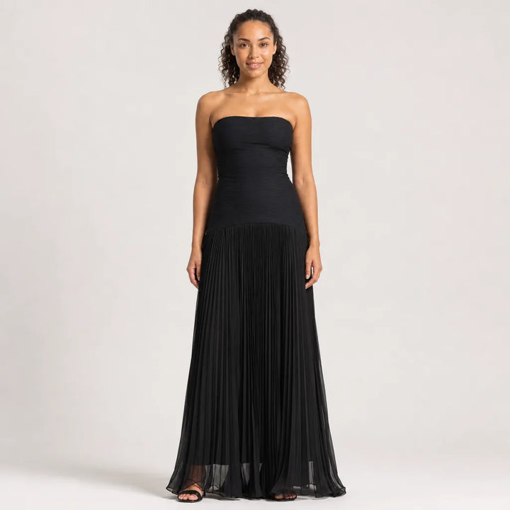 Women's Black Lucille Strapless Pleated Dress