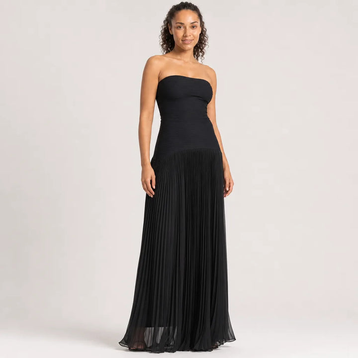 Women's Black Lucille Strapless Pleated Dress