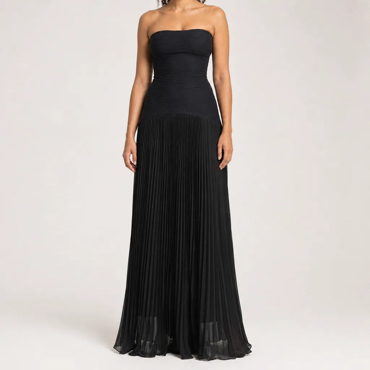 Delphine | Women's Fall Wedding Guest Maxi Dress - Color:Black;Size:S