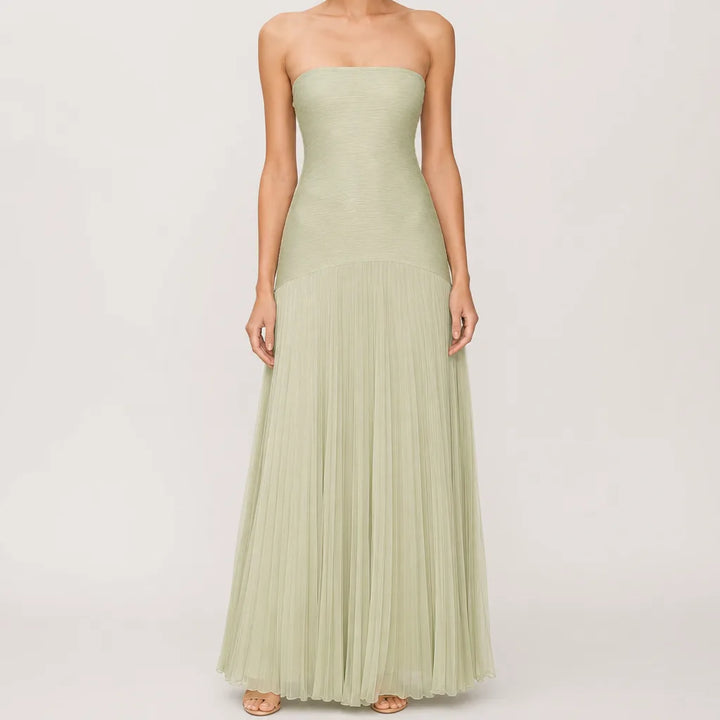 Delphine | Women's Fall Wedding Guest Maxi Dress - Color:Green;Size:S