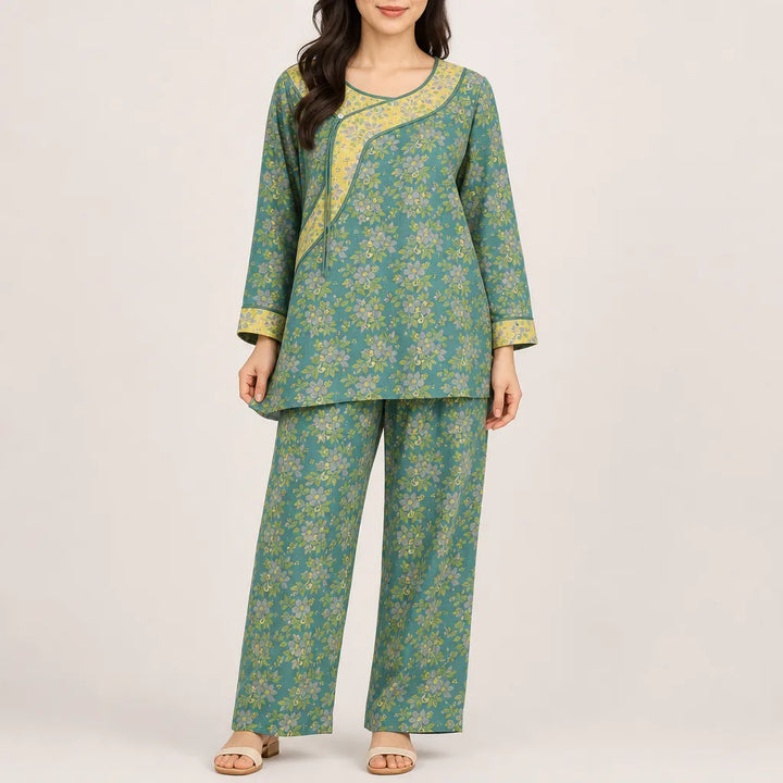 Delphine | Women's Lounge Pajama Set - Color:Green;Size:S