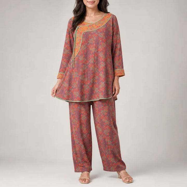 Delphine | Women's Lounge Pajama Set - Color:Orange;Size:S