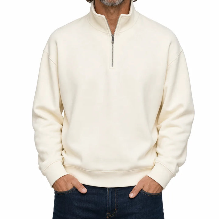 Denton Mock Neck Pullover - Color:Beige;Size:XS