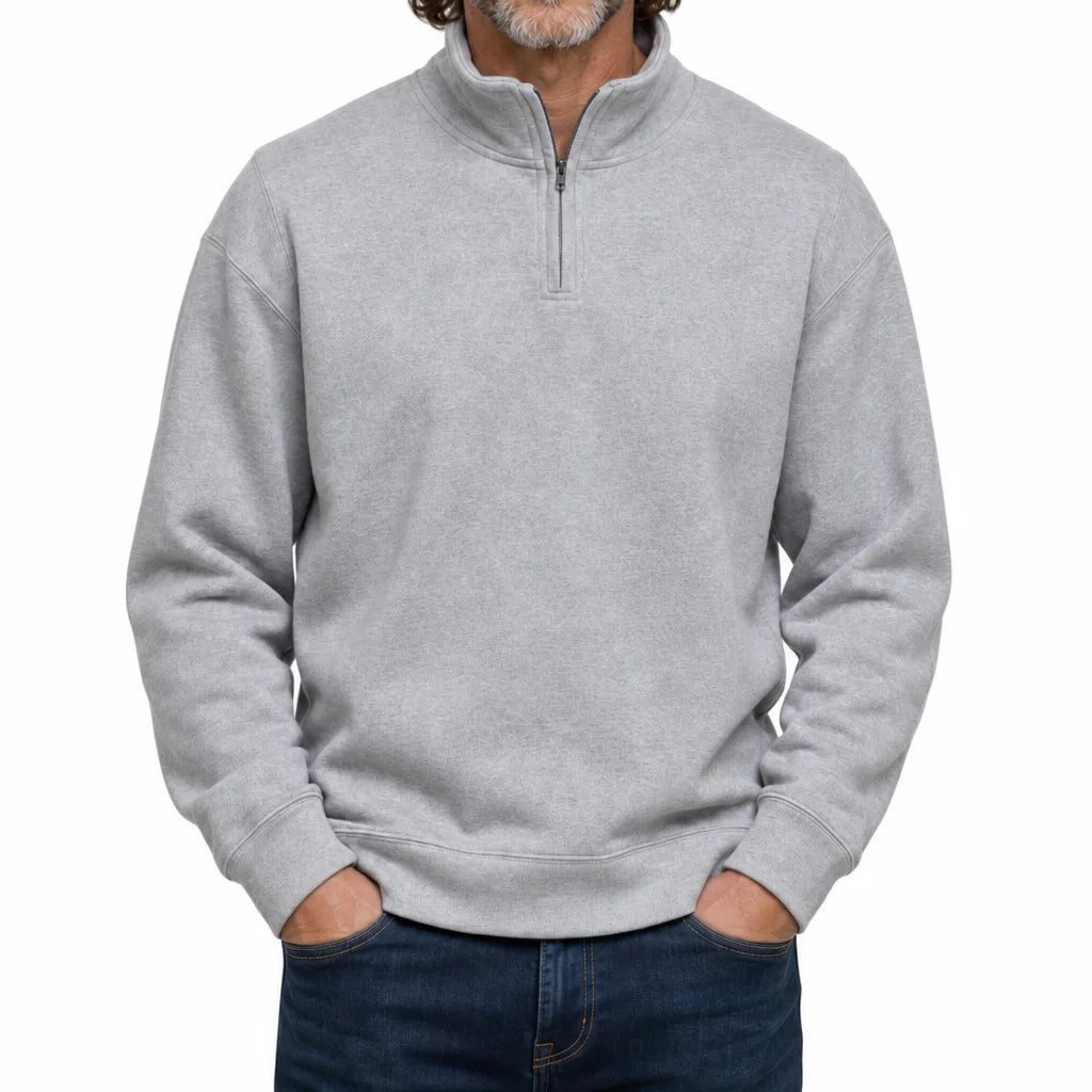 Denton Mock Neck Pullover - Color:Gray;Size:XS
