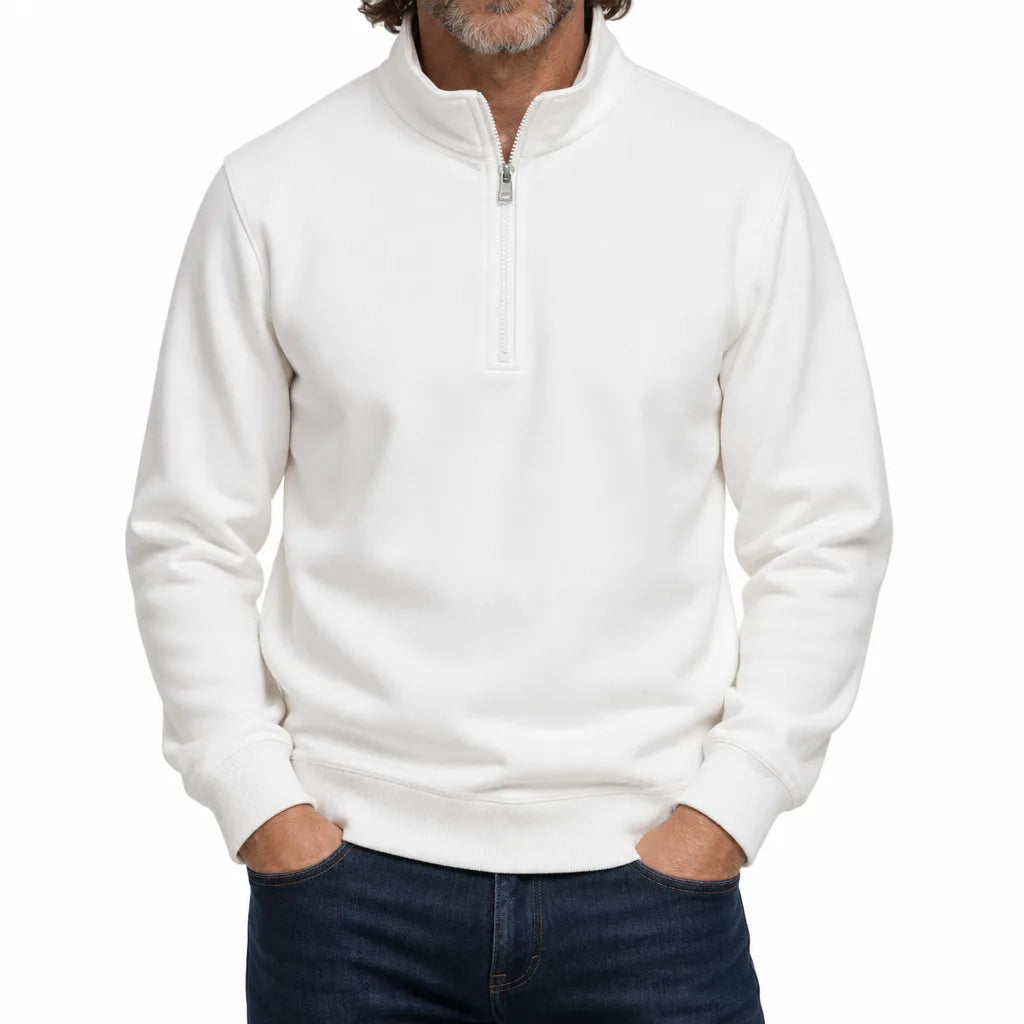Denton Mock Neck Pullover - Color:White;Size:XS
