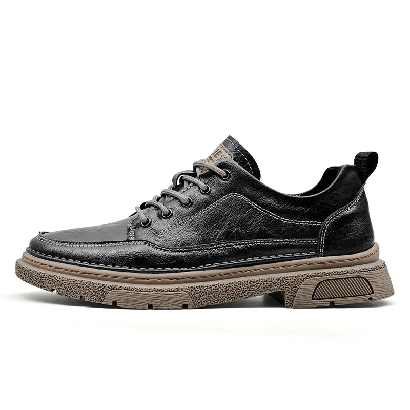 Desmond | Men's Leather Sneakers - Color:Black;Size:38