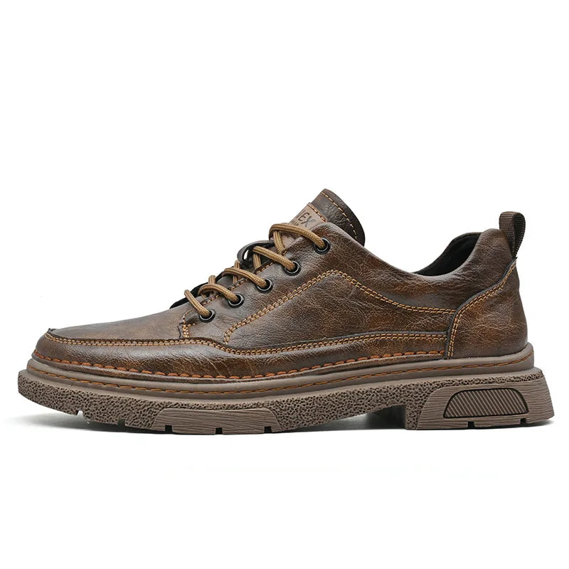 Desmond | Men's Leather Sneakers - Color:Brown;Size:38