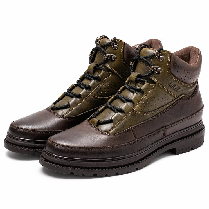 Devlin | Men's Leather Winter Boots - Color:Brown and Khaki;Size:US 7