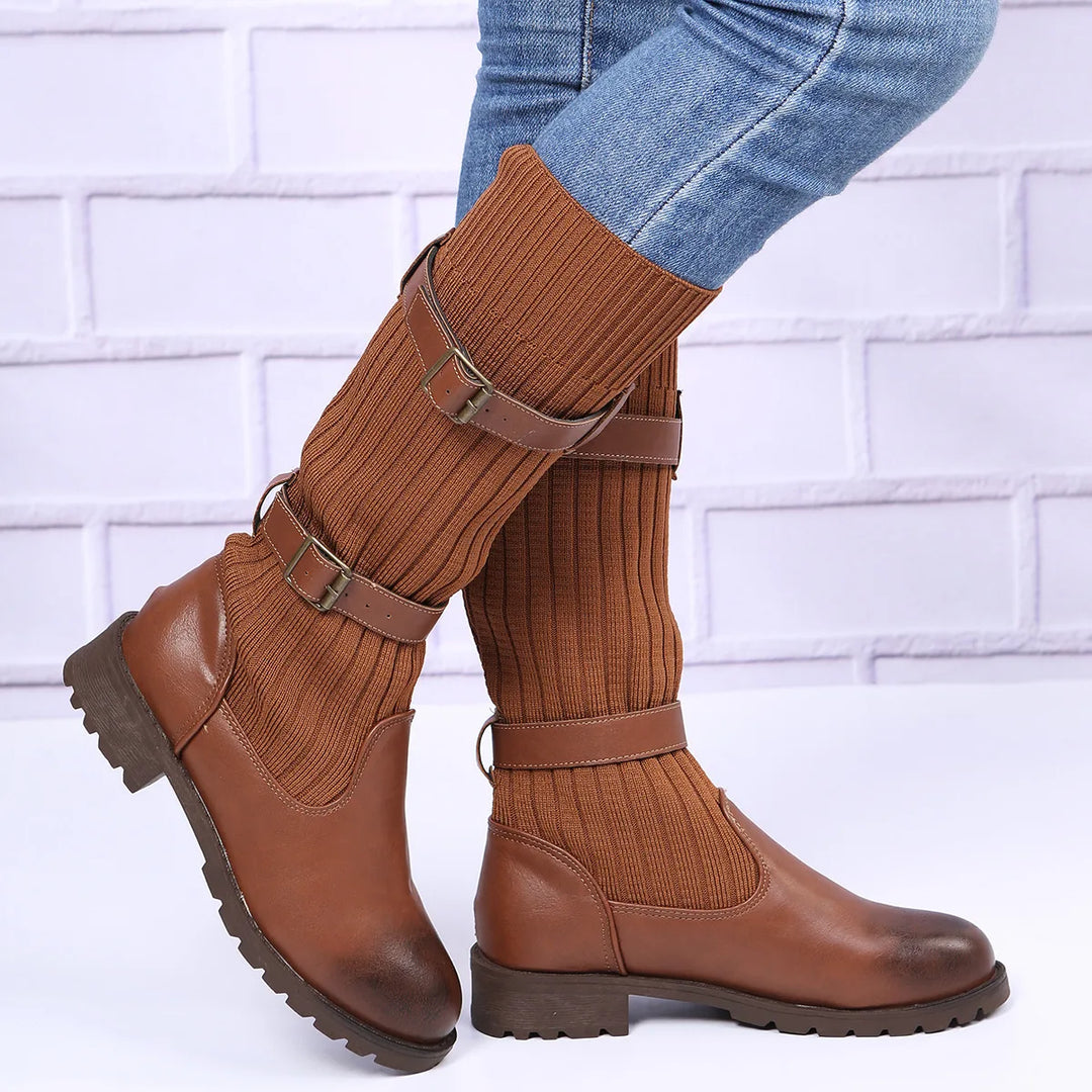 Women's Brown Donna | Women's Knee High Knit Boots