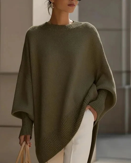 Doris | Women's Oversized Winter Sweater  - Color:Olive Green;Size:XS