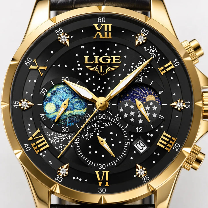Men's Black Strap Gold Black Driscoll Luminous Quartz Watch