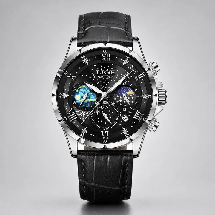 Men's Black Strap Silver Black Driscoll Luminous Quartz Watch
