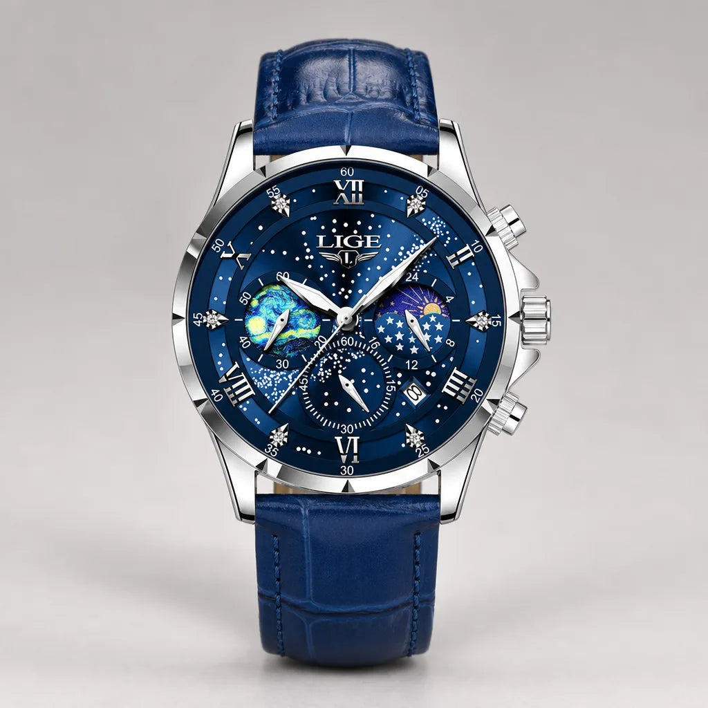 Men's Blue Strap Silver Blue Driscoll Luminous Quartz Watch