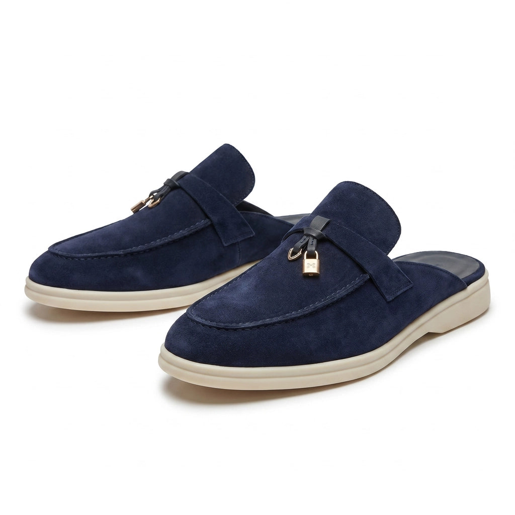 Edward Mule Slides - Color:Dark Blue;Size:36
