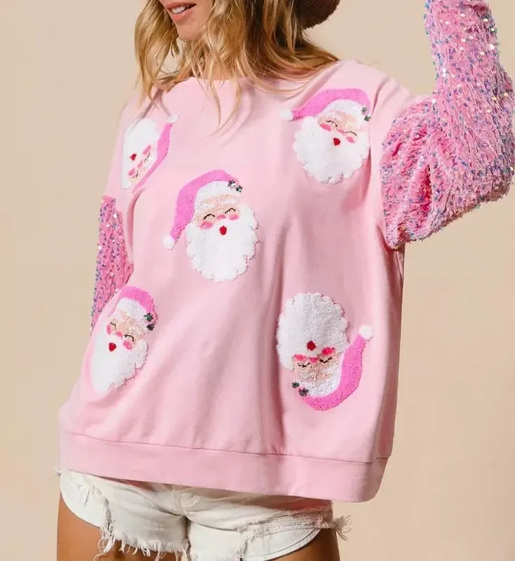 Women's Sparkly Christmas Sweater with Festive Shine Pink1.webp