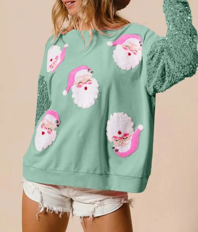 Women's Sparkly Christmas Sweater with Festive Shine Green1.jpg