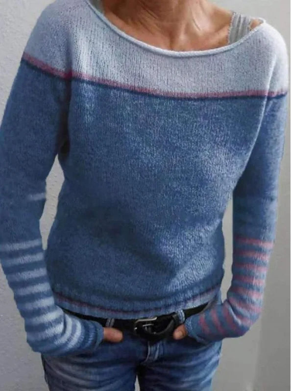 Elaine | Women's Color-Block Sweater  - Size:XS;Color:Blue