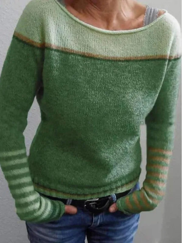 Elaine | Women's Color-Block Sweater  - Size:XS;Color:Green