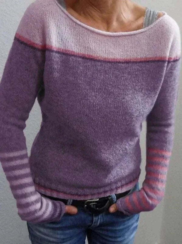Elaine | Women's Color-Block Sweater  - Size:XS;Color:Purple