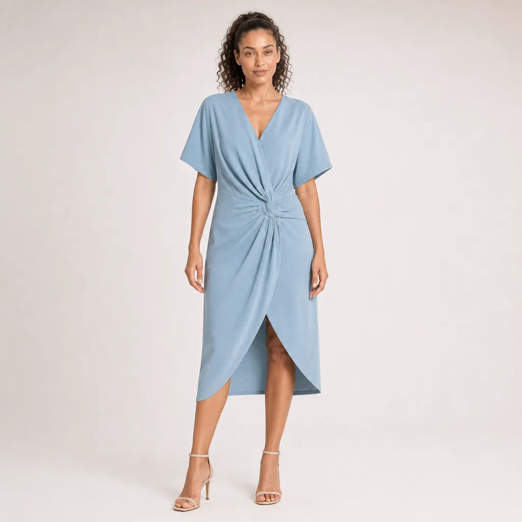 Women's Blue Vernon Slit Wrap Dress
