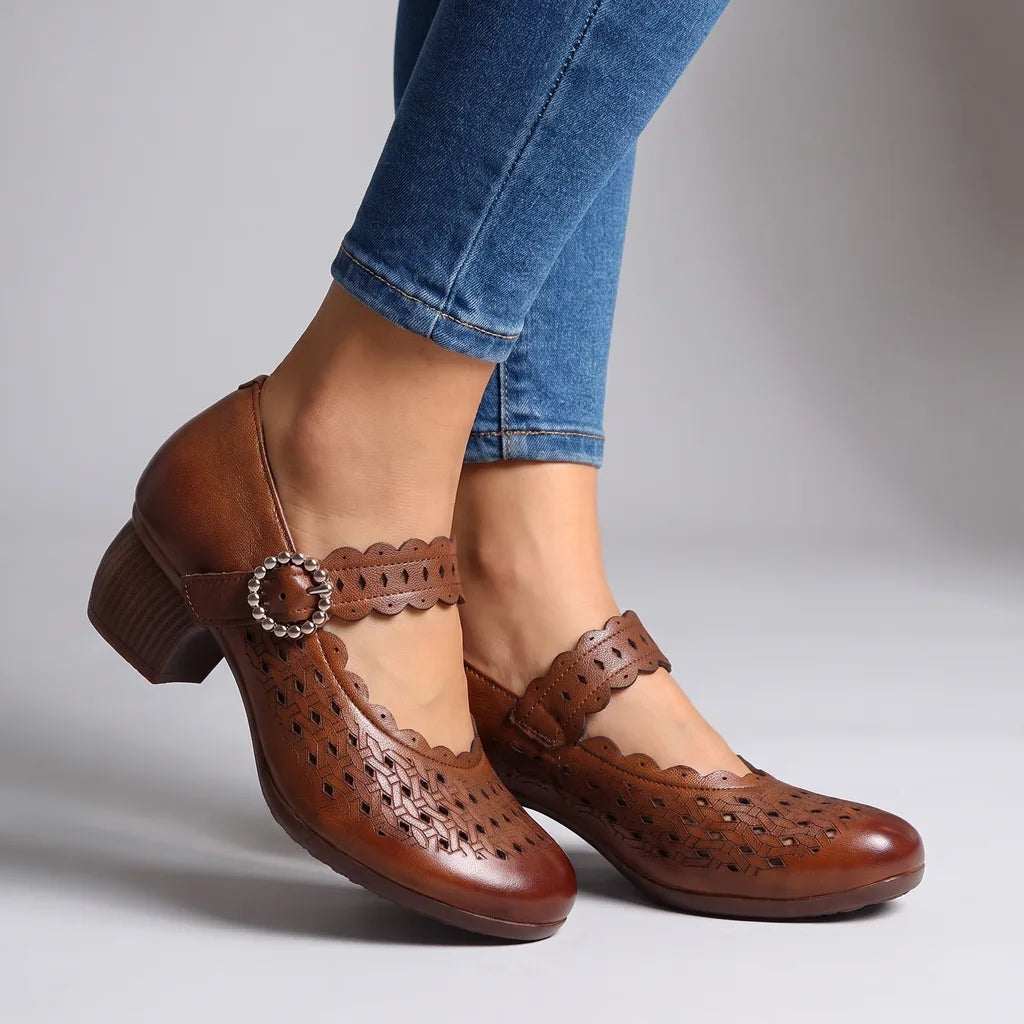 Eleanor | Women's Orthopedic Mary Jane Shoes - Color:Brown;Size:35