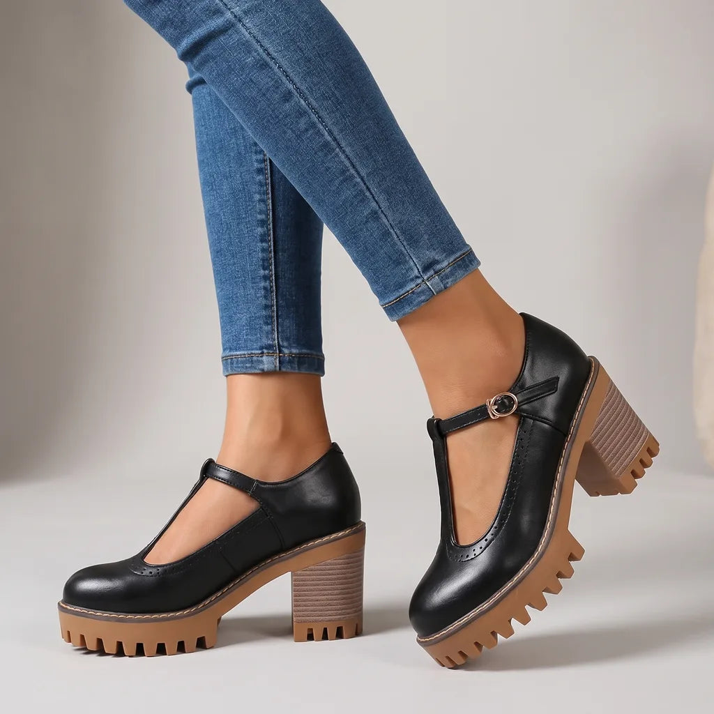 Elinor  | Women's Mary Jane Heels   - Color:Black;Size:35